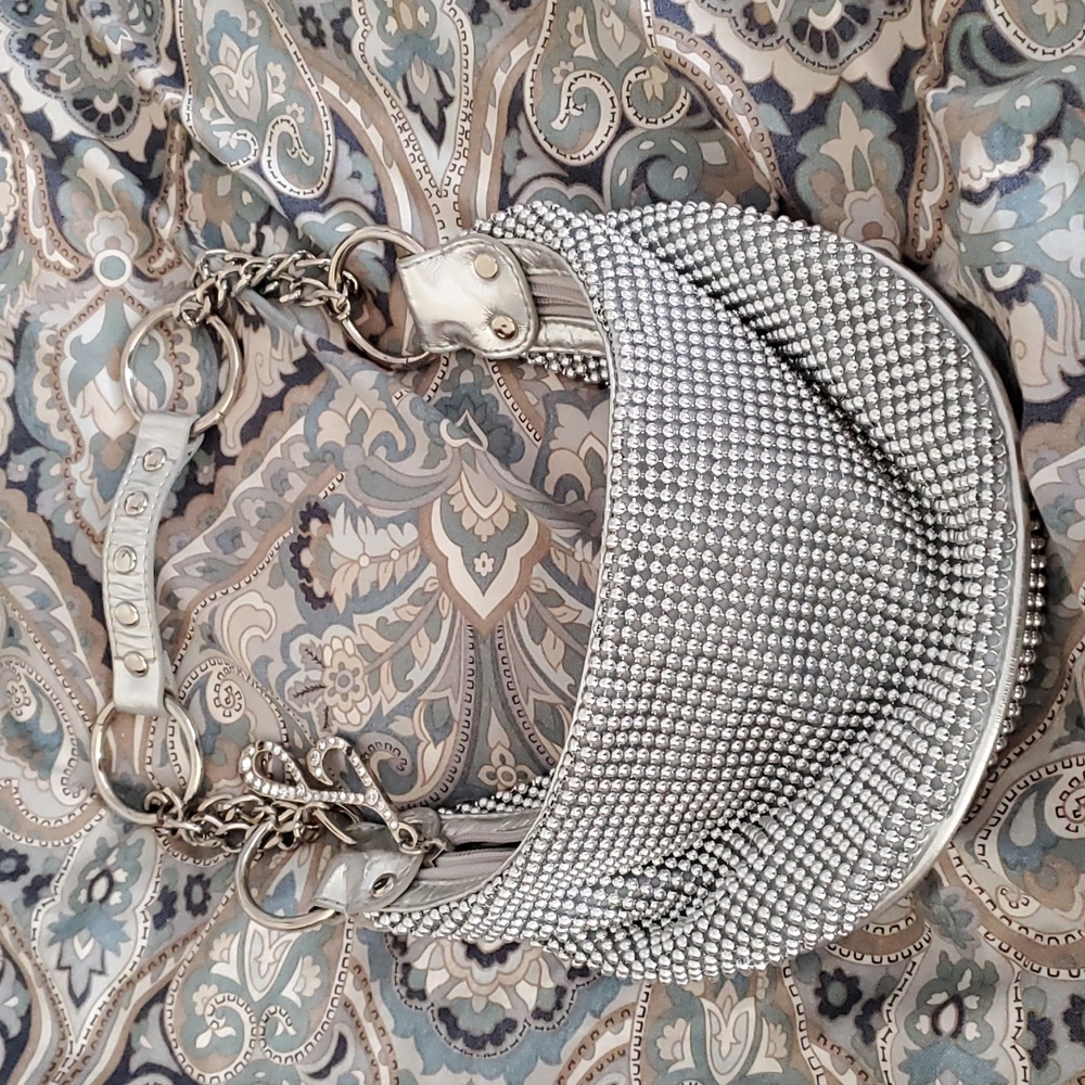 J Lo Silver Studded Small Hand bag
